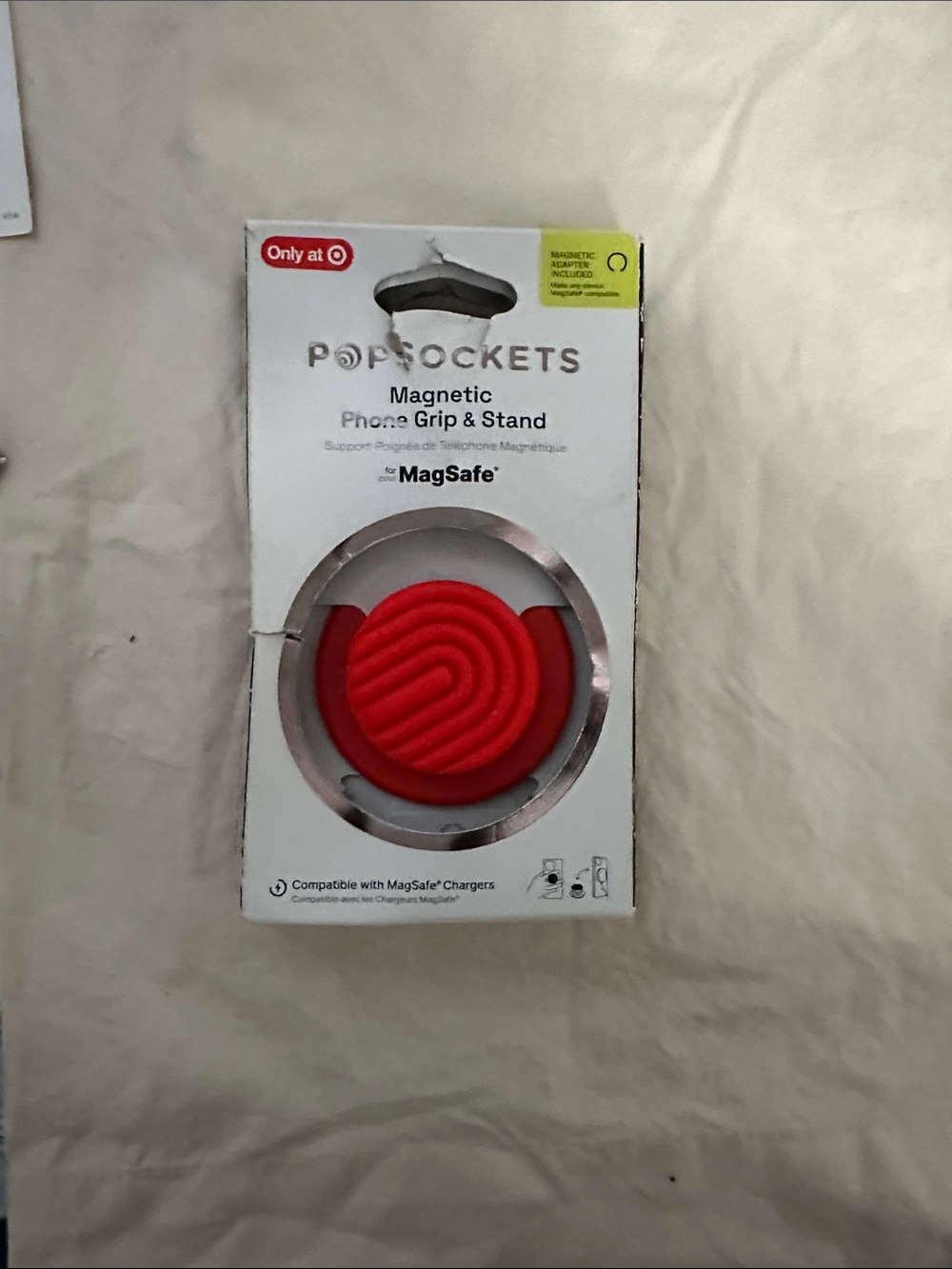 Red PopSocket phone grip with textured grooves NWT